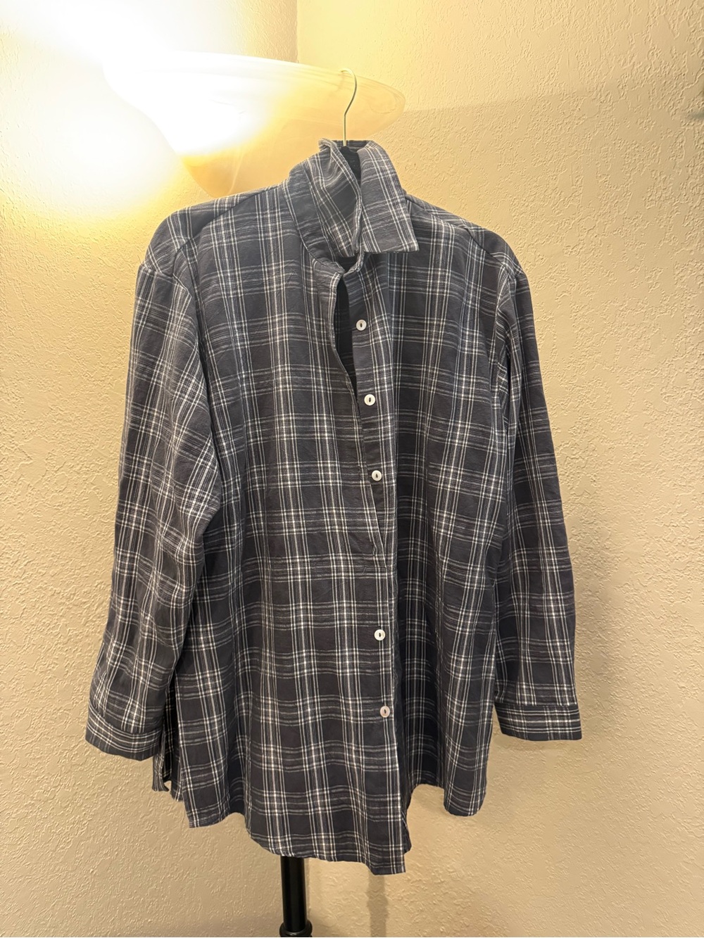 Amazing Lace Navy and White Plaid Long Sleeved Romper